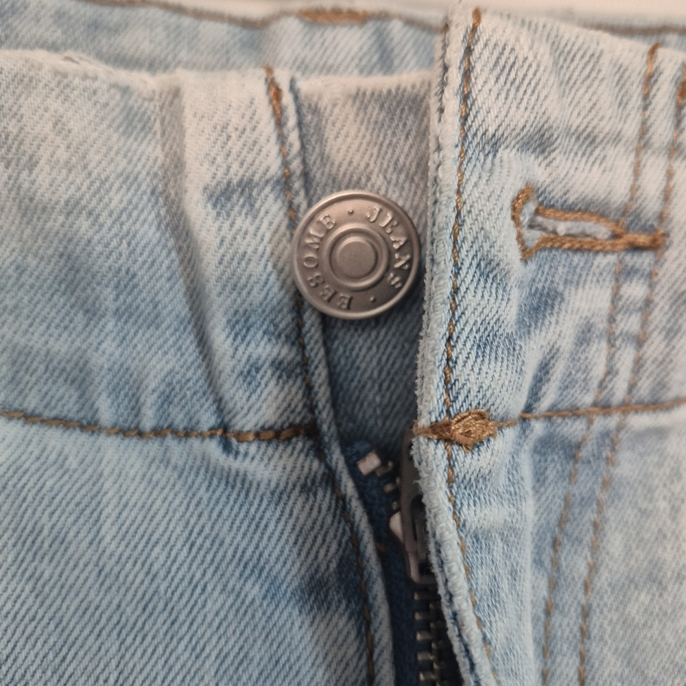 EESome Wide Leg Patch Pocket Frayed Hem Jeans Medium - Picture 9 of 10